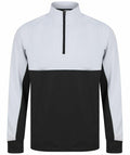 The LV874 by Finden & Hales is a black and gray long-sleeve pullover featuring a half-zip collar, showcased against a white background.