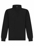 Finden & Hales LV875 black long-sleeve pullover featuring a quarter-zip collar.