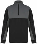The LV875 by Finden & Hales is a gray and black quarter-zip pullover featuring long sleeves and a high collar, showcased on a white background.