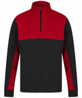 Finden & Hales LV875 black and red long-sleeve pullover with a quarter-zip front.