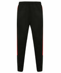 Product LV881 by Finden & Hales, featuring black track pants with red side stripes, displayed against a plain white background.