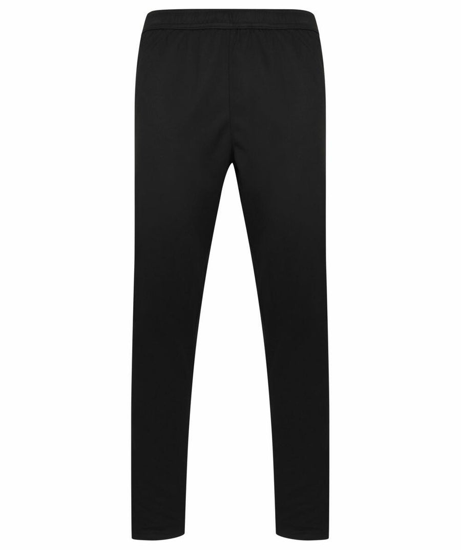 The LV881 by Finden & Hales showcases black pants on a white background in a rear view. The design is straightforward and sleek, featuring an elastic waistband, with fabric that looks smooth and lightweight.