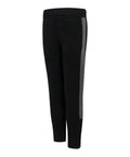 The LV883 black athletic pants by Finden & Hales feature a gray side stripe, elastic waistband, and tapered legs.