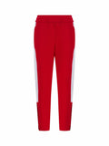 The LV883 athletic pants by Finden & Hales are red with white side stripes, featuring an elastic waistband and a tapered fit that makes them perfect for sports or casual wear.