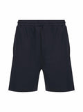 Finden & Hales LV887 athletic shorts, featuring a plain black design and an elastic waistband.