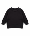 Larkwood LW06T black toddler sweatshirt with long sleeves and shoulder buttons.
