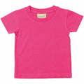 Larkwood LW20T toddler t-shirt in pink, featuring short sleeves and a round neckline, displayed on a white background.