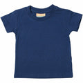The Larkwood LW20T, a plain navy blue t-shirt, is displayed on a white background. This short-sleeved shirt features a round neckline.