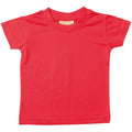 The LW20T T-shirt by Larkwood, featuring a plain red color and short sleeves, displayed on a white background.