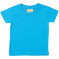 A vibrant blue short-sleeve t-shirt, the LW20T from Larkwood, is displayed on a plain white background. The tag near the collar is visible but not detailed, displaying a simple and classic crew neck style without any adornments.