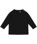 Larkwood's LW21T, a black long-sleeve shirt with two buttons on the shoulder, laid flat against a white background.