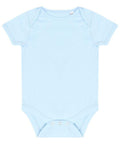 Larkwood LW500 light blue baby onesie featuring short sleeves and a convenient snap closure at the bottom.