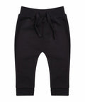 The LW62T toddler sweatpants by Larkwood are black, designed with an elastic waistband and drawstring, and feature cuffed ankles.