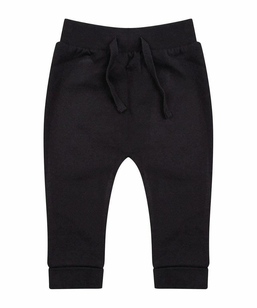 The LW62T toddler sweatpants by Larkwood are black, designed with an elastic waistband and drawstring, and feature cuffed ankles.