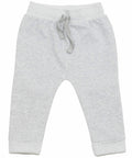 Light gray baby sweatpants with an elastic waistband and a drawstring by Larkwood, model LW62T.