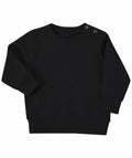 A plain black long-sleeve sweatshirt by Larkwood, featuring two button details on one shoulder, product name LW800.