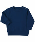 The LW800 by Larkwood is a dark blue long-sleeve sweatshirt featuring two small metal buttons near the shoulder, along with ribbed cuffs and hem.