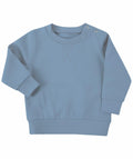 Introducing the Larkwood LW800: a light blue baby's sweatshirt featuring a round neckline and long sleeves. Designed with two snap buttons on the shoulder for easy dressing, this soft and comfortable fabric is perfect for infants.