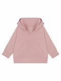 The Larkwood LW802 is a pink hooded sweatshirt featuring long sleeves and a V-shaped neckline. This hoodie includes a front kangaroo pocket and is designed without visible logos or patterns. It is showcased against a plain white background.