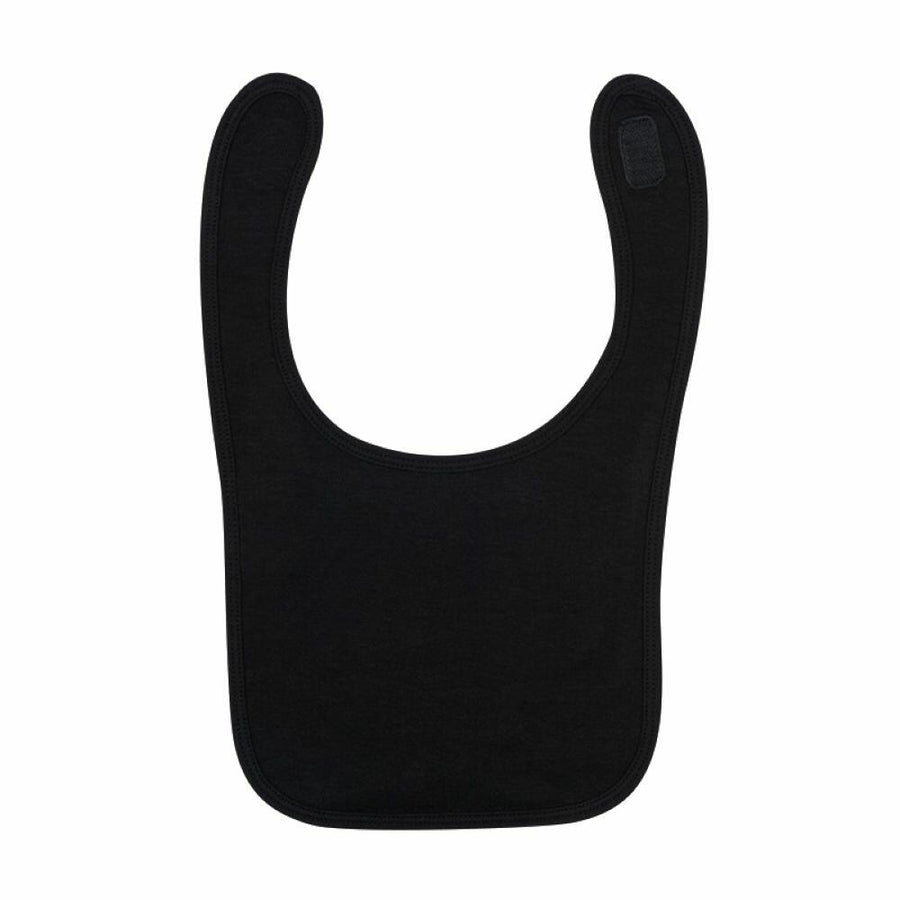 The LW82T by Larkwood is a plain black bib featuring a rounded neckline and a Velcro fastener at the back.