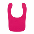 A bright pink Larkwood LW82T bib for babies, featuring a scoop neck and back fastener.