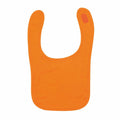 The LW82T baby bib by Larkwood features an orange color with a simple U-shape design, complete with a small Velcro patch for easy fastening. The fabric is soft, making it comfortable for wear and easy to clean.