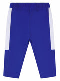 Back view of Larkwood's LW830 athletic pants in blue with white side stripes.