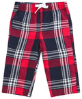 Larkwood LW83T plaid pajama pants in red and black with a white drawstring.