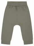 Larkwood LW850 infant pants in olive green, featuring an elastic waistband and cuffed ankles, shown on a plain white background.