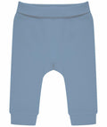 The Larkwood LW850 baby pants are plain light blue with an elastic waistband and snug cuffs, making them suitable for infants. The design is simple with no visible patterns or logos.