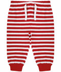 The Larkwood LW85T features red and white striped baby pants with a drawstring waist and red cuffs.