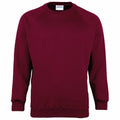 A Maddins MD01B sweatshirt in plain maroon, featuring long sleeves and a crew neck.