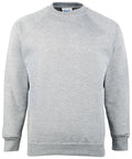 The Maddins MD01B is a plain light gray sweatshirt featuring long sleeves and a crew neck. Made from what appears to be soft and comfortable fabric, it is ideal for casual wear. The sweatshirt is showcased against a plain white background.