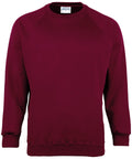 A Maddins MD01M long-sleeve sweatshirt in plain maroon with a crew neckline.