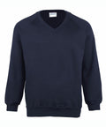 A plain dark blue MD02M by Maddins with long sleeves and ribbed cuffs and waistband.