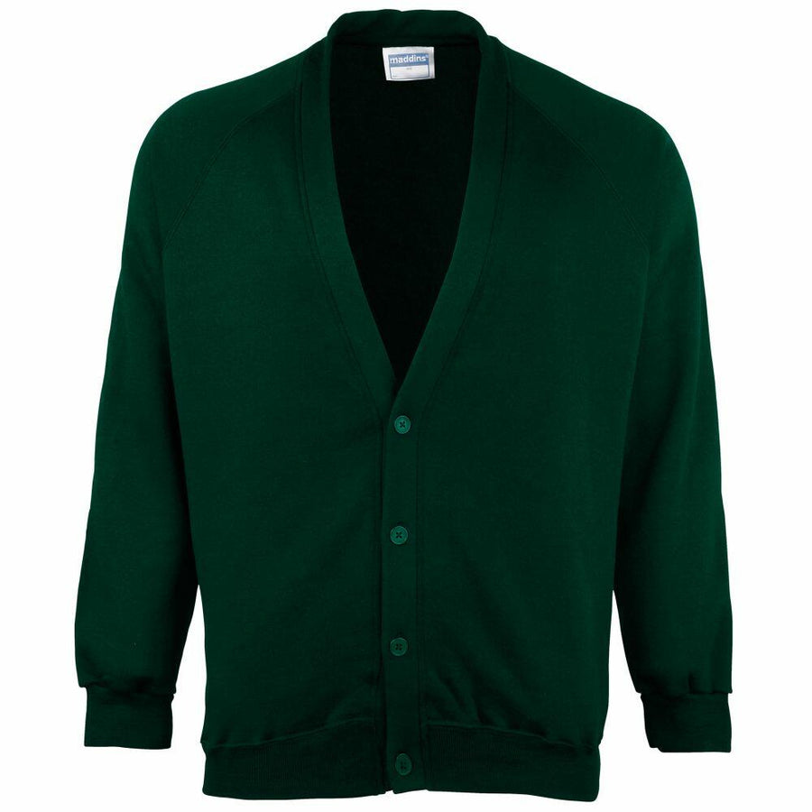 The Maddins MD04B is a bottle cardigan featuring a deep V-neck, button closure, long