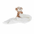 A Mumbles MM020 plush monkey accompanied by a white blanket.