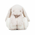 The Mumbles MM034 is a plush, fluffy white bunny toy featuring long ears and stitched details, sitting against a white background.