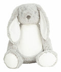 Mumbles MM050 gray plush bunny featuring long ears and a white belly, seated upright.