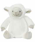The Mumbles MM060 is a plush toy lamb featuring white fuzzy fur and a smiling face, sitting upright on a plain background.