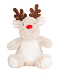 The MM060 plush toy from Mumbles, featuring brown antlers, a red nose, and light beige fur, is displayed against a white background.