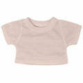 The Mumbles MM071 features a simple, light beige cropped T-shirt with short sleeves and a round neckline, showcased against a white background.