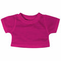 The MM071 by Mumbles, a vibrant pink short-sleeve crop top with a round neckline, is displayed flat against a white background.
