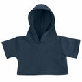 A Mumbles MM088 short-sleeved hoodie in dark blue, shown laid flat on a white background.