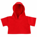The MM088 by Mumbles is a small red hoodie featuring short sleeves and a hood, displayed flat on a white background.
