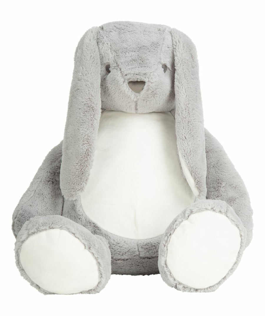Product Name: MM550 - Large gray plush bunny from Mumbles, featuring long ears and cream-colored belly and feet, sitting upright.