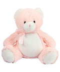 The Mumbles MM556 features a pink teddy bear with a white belly and ears, adorned with a pink ribbon around its neck, sitting against a plain white background.