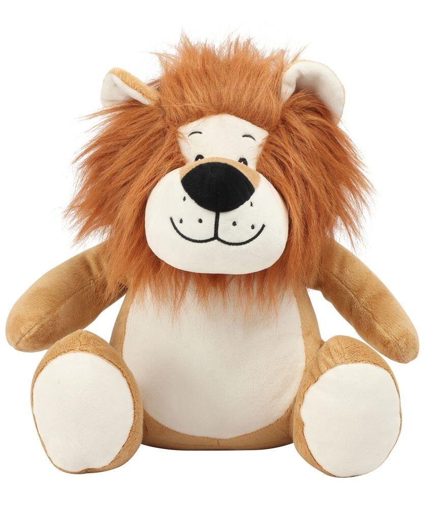 A plush lion toy by Mumbles (Product Name: MM569) featuring a fluffy orange mane, cream-colored face, and paws, sitting upright.