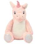 Introducing the Mumbles MM570: a pink plush unicorn toy featuring a white belly, large eyes, and a small horn on its head.