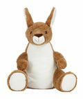 Introducing the MM575 by Mumbles: a delightful brown and white stuffed kangaroo toy featuring large ears, a smiling face, and an upright sitting position.
